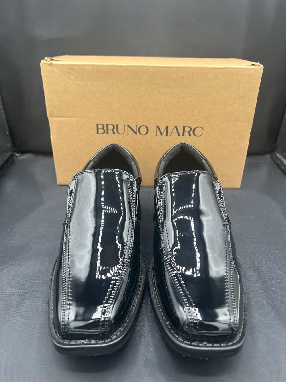 Bruno Marc Kids' Black Patent Slip-On Dress Shoes